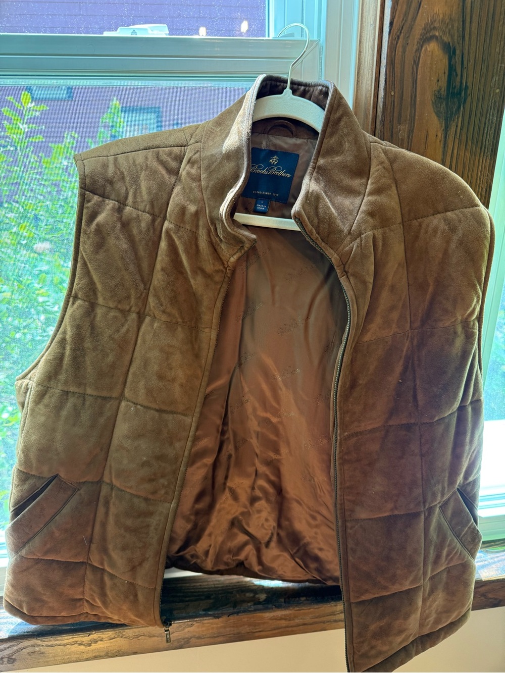 Brooks Brothers Quilted Suede Vest in Brown